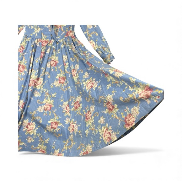 Laura Ashley Cottagecore Romantic Feminine Prairie Floral Cotton Wool Dress Sz 8 - Picture 13 of 16